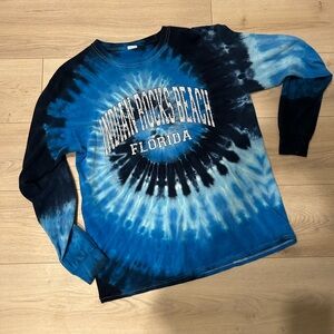 Indian Rocks Beach Blue Tie-Dye Long Sleeve Shirt, Women’s Size M
